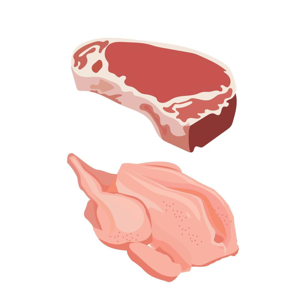 design av nötkött och kycklingkött vektor