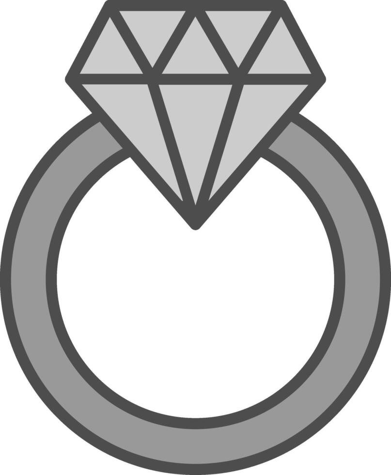 diamant ringa linje fylld gråskale ikon design vektor