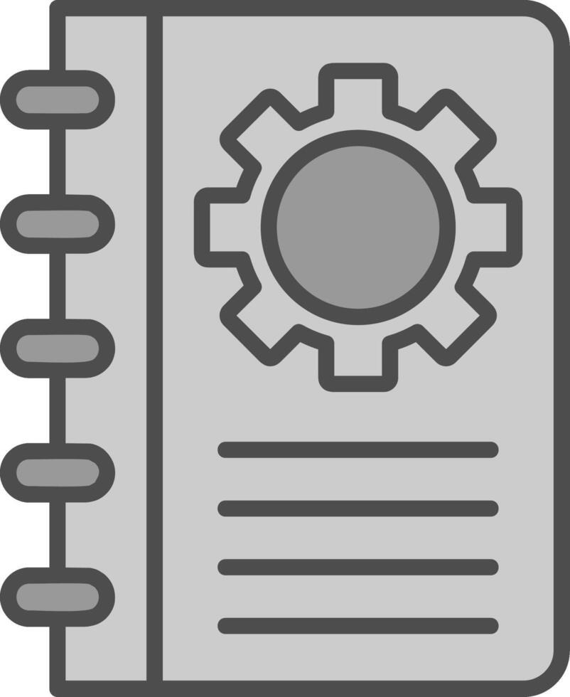 Buch Linie gefüllt Graustufen Symbol Design vektor