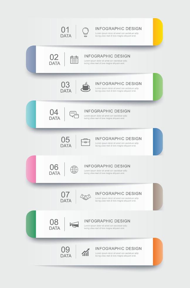 9 data infographics tab papper index mall. vektor illustration abstrakt bakgrund.