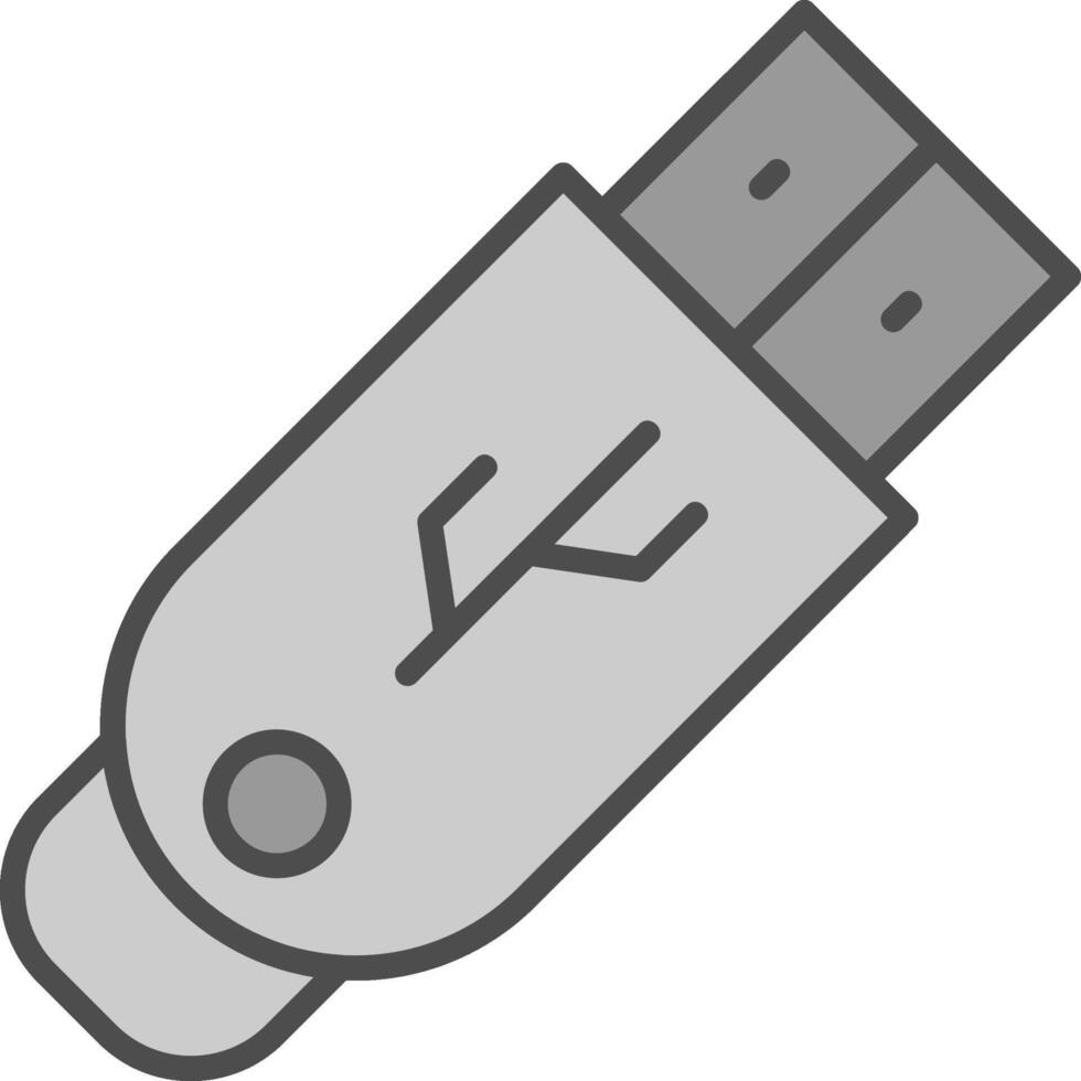 USB Stick Linie gefüllt Graustufen Symbol Design vektor