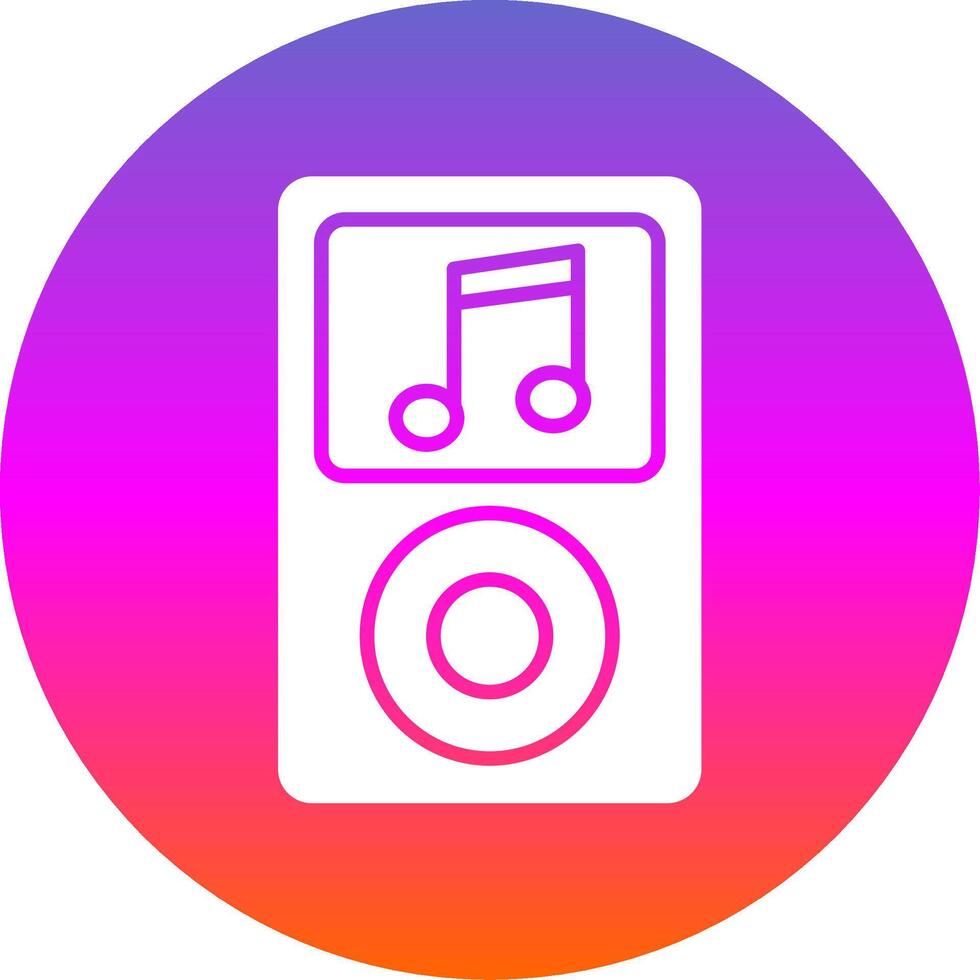 musik spelare glyf lutning cirkel ikon design vektor