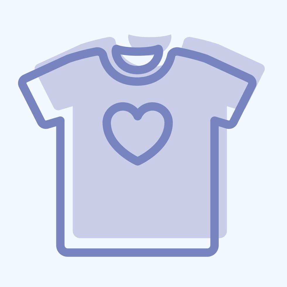 ikon t-shirt 2 - tvåfärgad stil, enkel illustration, redigerbar linje vektor