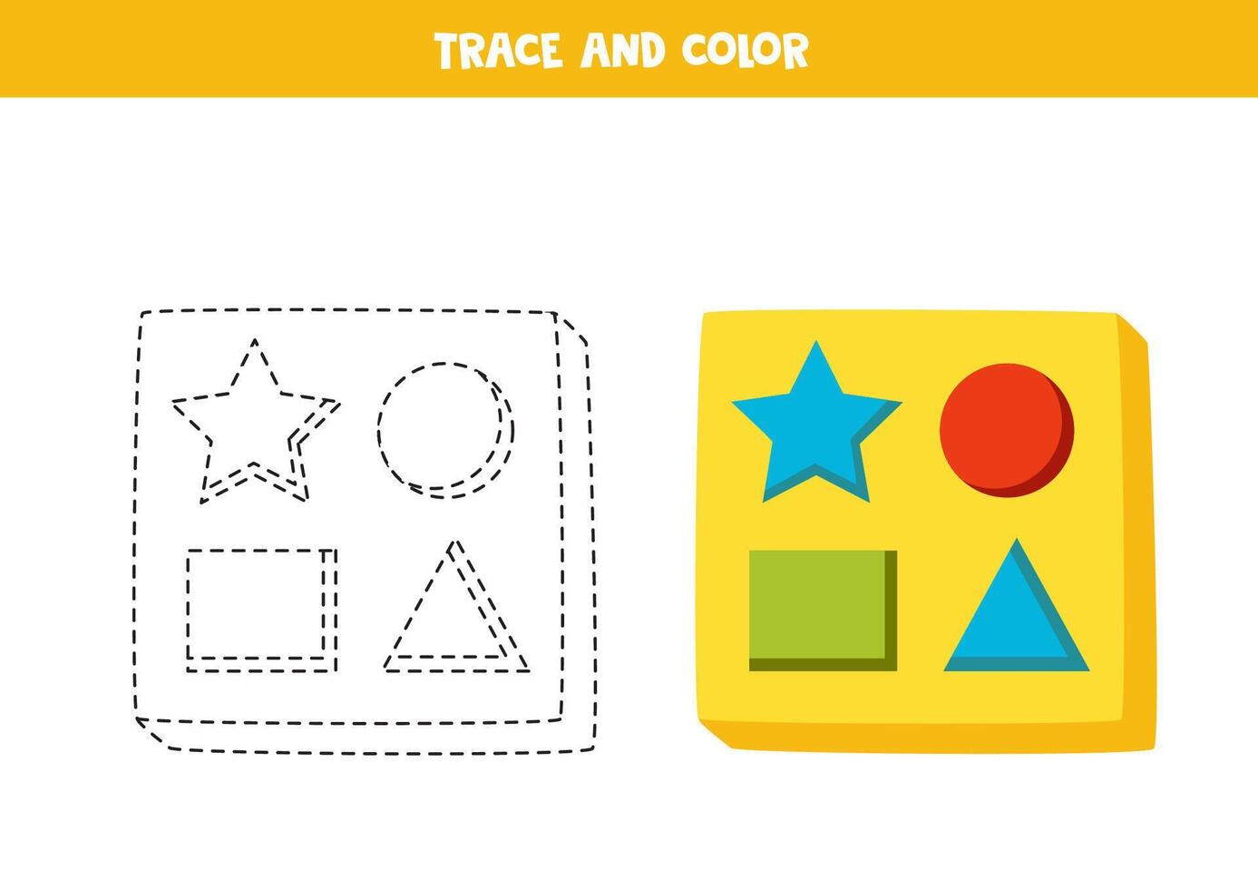 spår och Färg tecknad serie leksak sorterare. tryckbar kalkylblad för barn. vektor