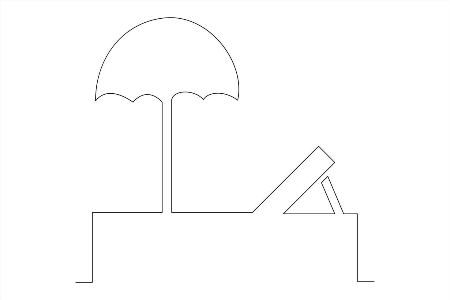 kontinuerlig ett linje teckning av strand paraply handflatan träd för sommar Semester linje konst illustration vektor