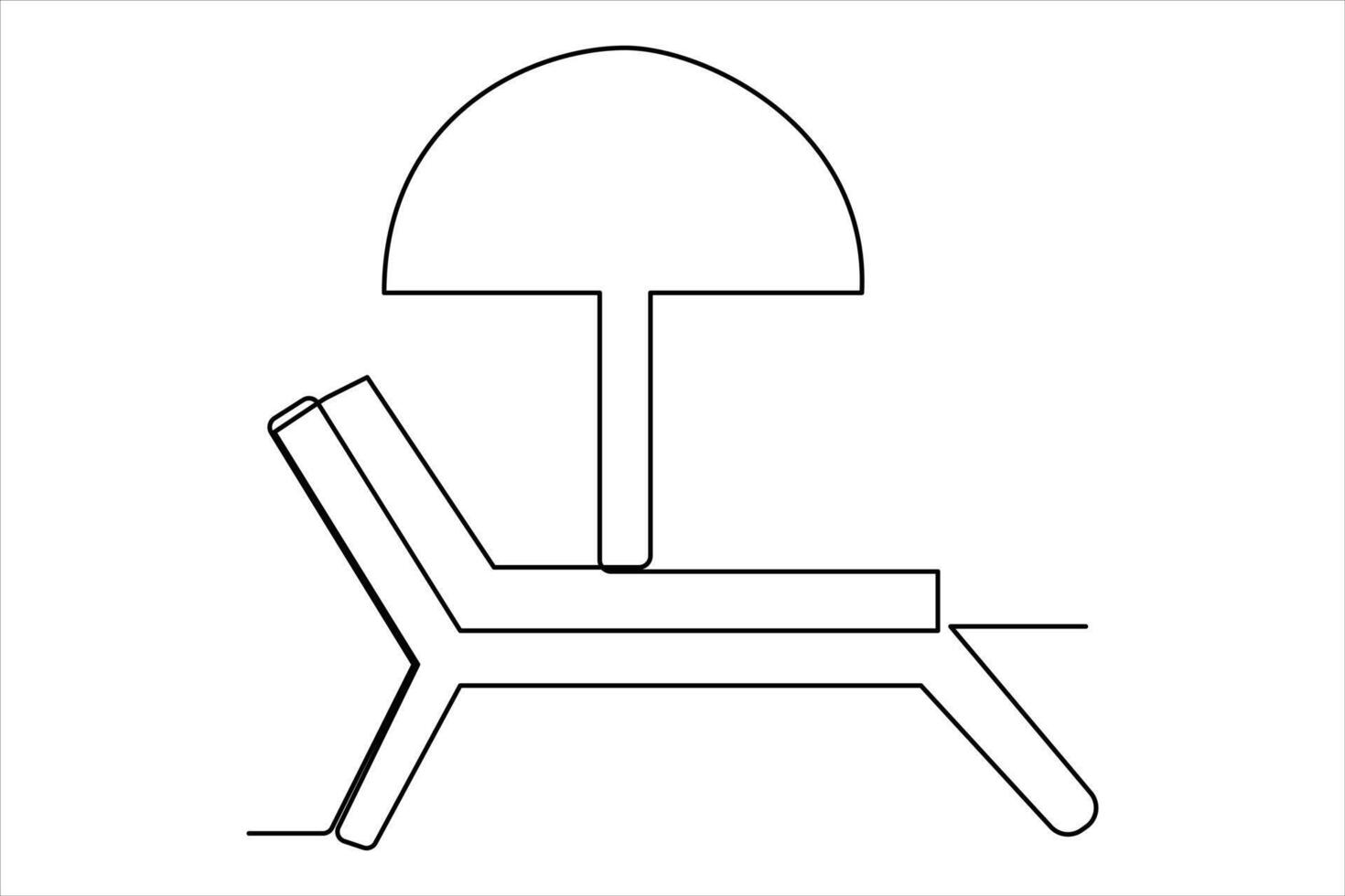 kontinuerlig ett linje teckning av strand paraply handflatan träd för sommar Semester linje konst illustration vektor