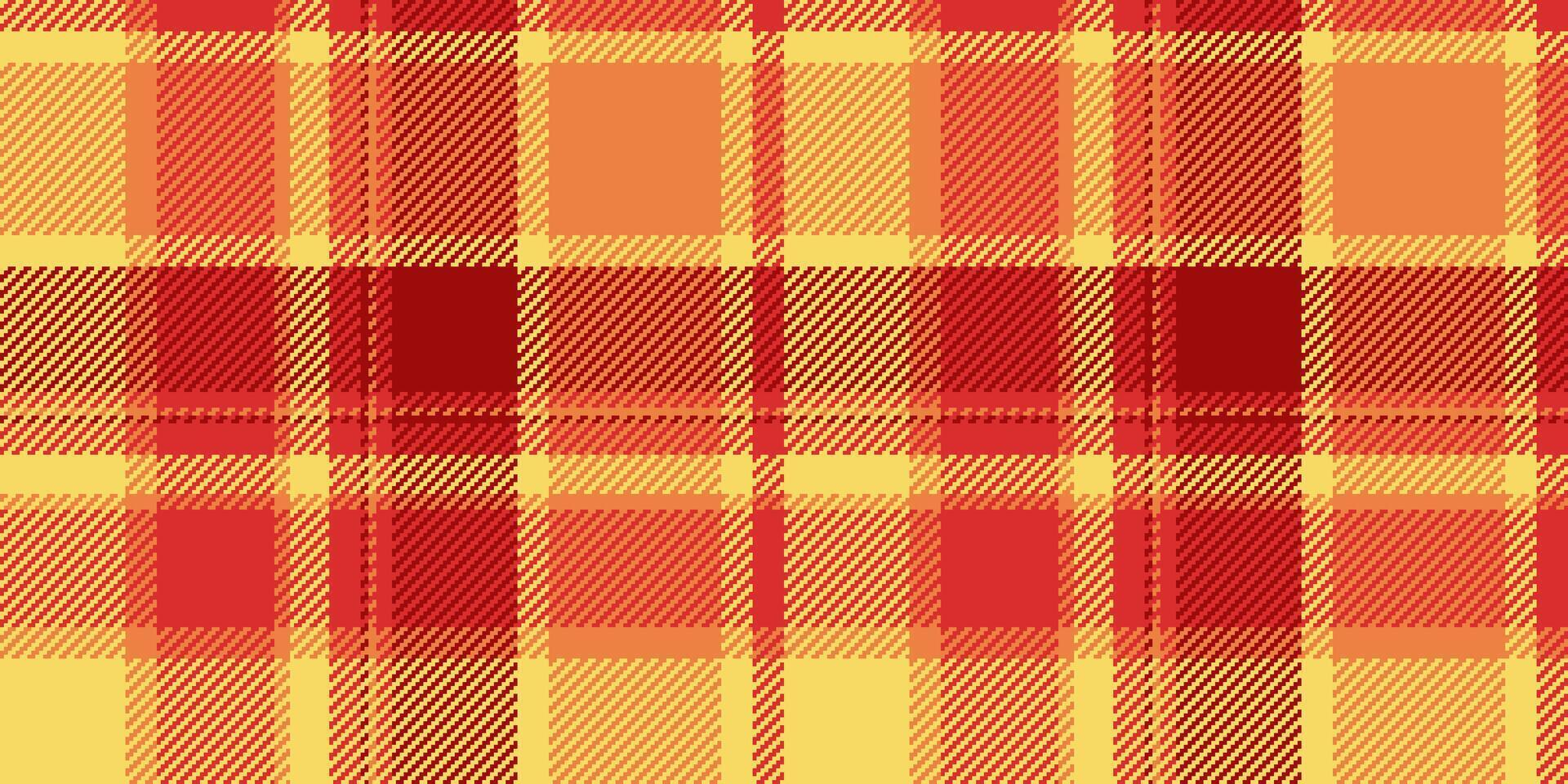 einfach Stoff nahtlos Textil, Rau Plaid Muster . Symmetrie Textur Tartan Hintergrund prüfen im rot und Gelb Farben. vektor