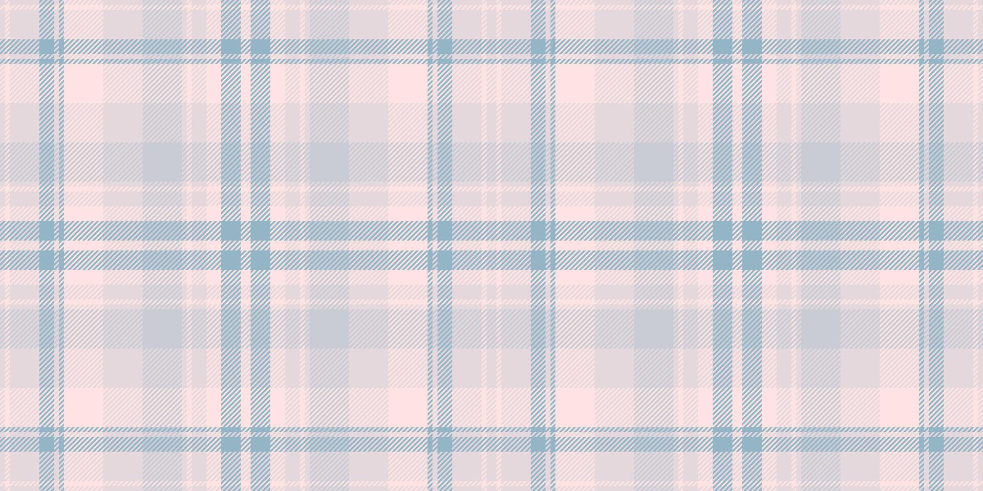 Baumwolle Stoff Hintergrund nahtlos, Pastell- Textil- Textur . fließen Plaid Muster prüfen Tartan im Weiß und neblig Rose Farben. vektor