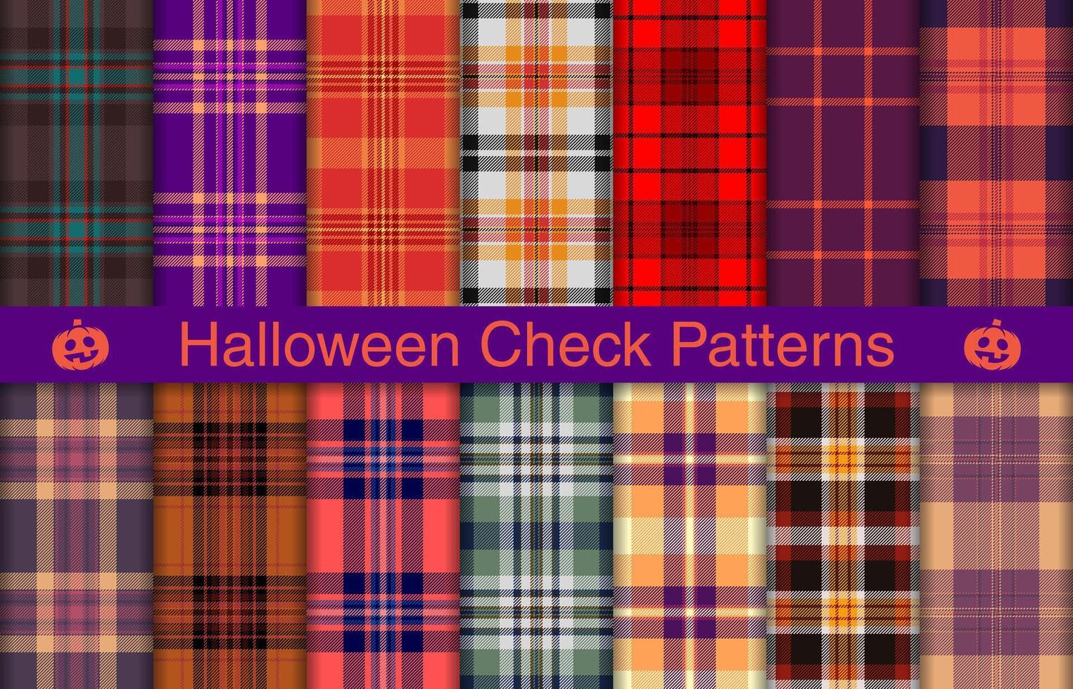 halloween pläd buntar, textil- design, rutig tyg mönster för skjorta, klänning, kostym, omslag papper skriva ut, inbjudan och gåva kort. vektor