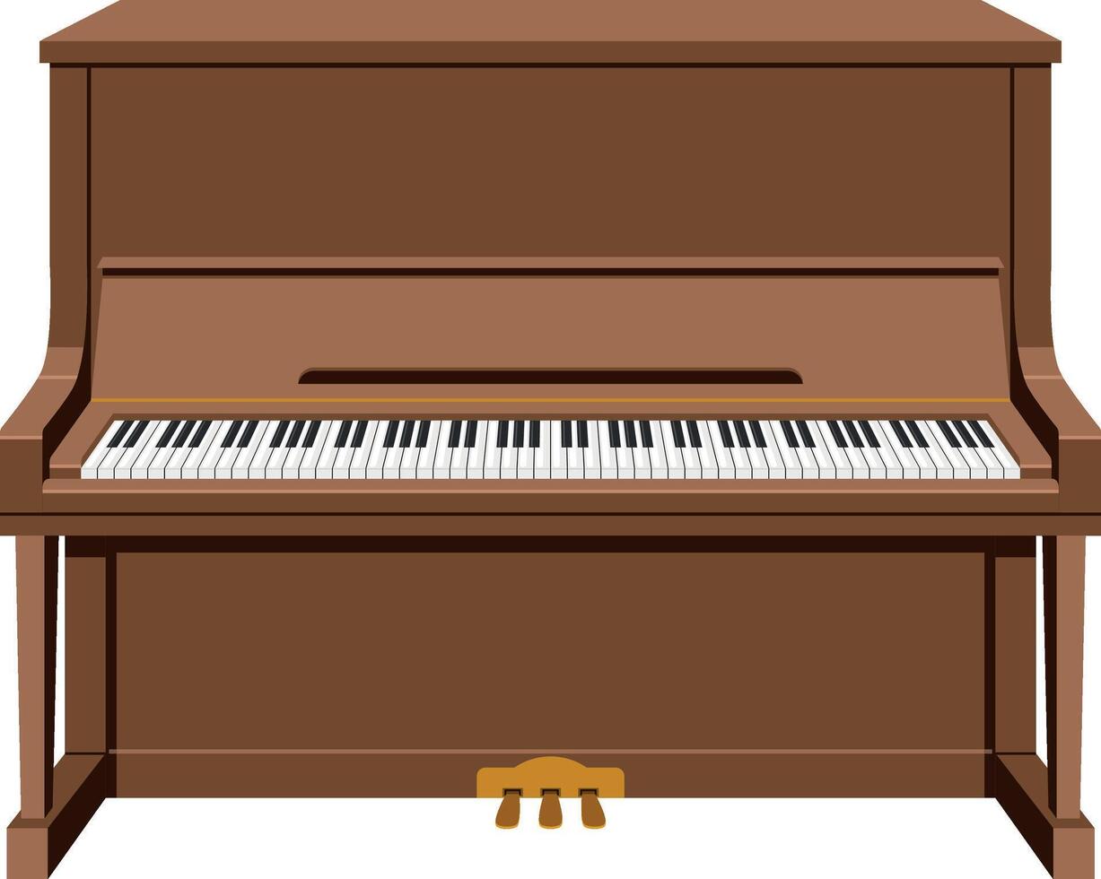 illustration av ett upprätt piano i tecknad serie stil isolerat på vit bakgrund vektor