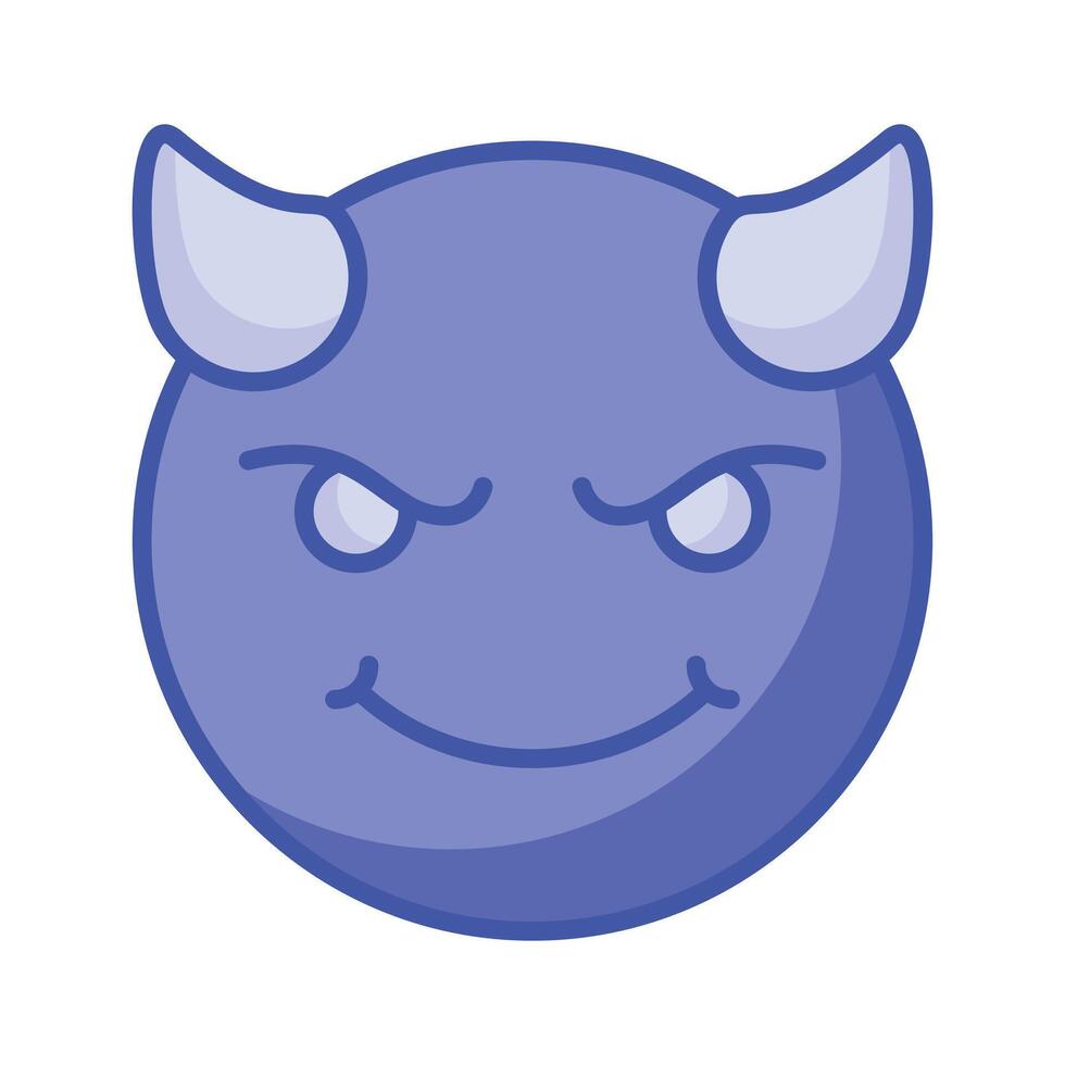 skrämmande jäkel med horn, anpassningsbar emoji ikon i trendig stil vektor