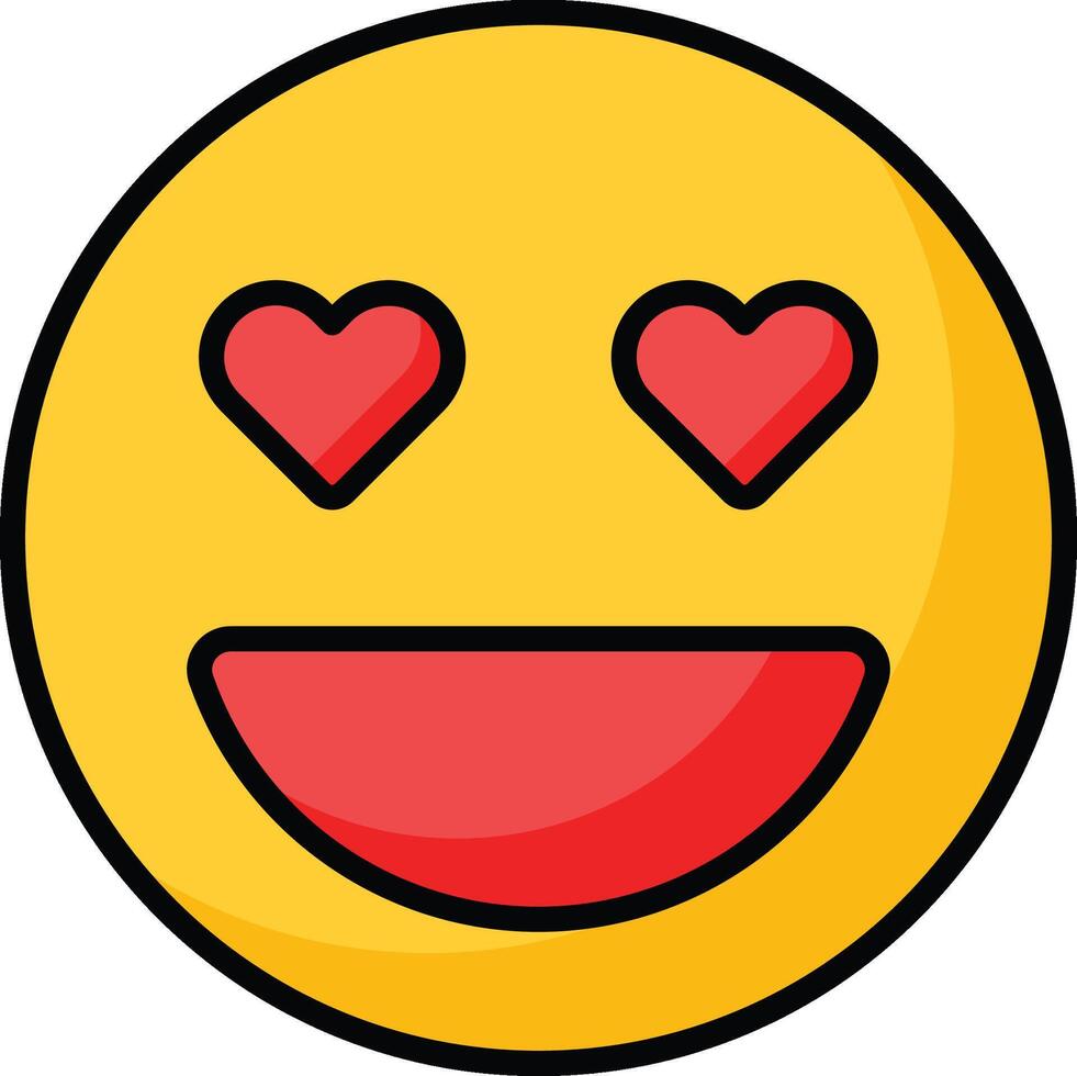 Lycklig ansikte med hjärta symboler på ögon, begrepp ikon av i kärlek emoji vektor