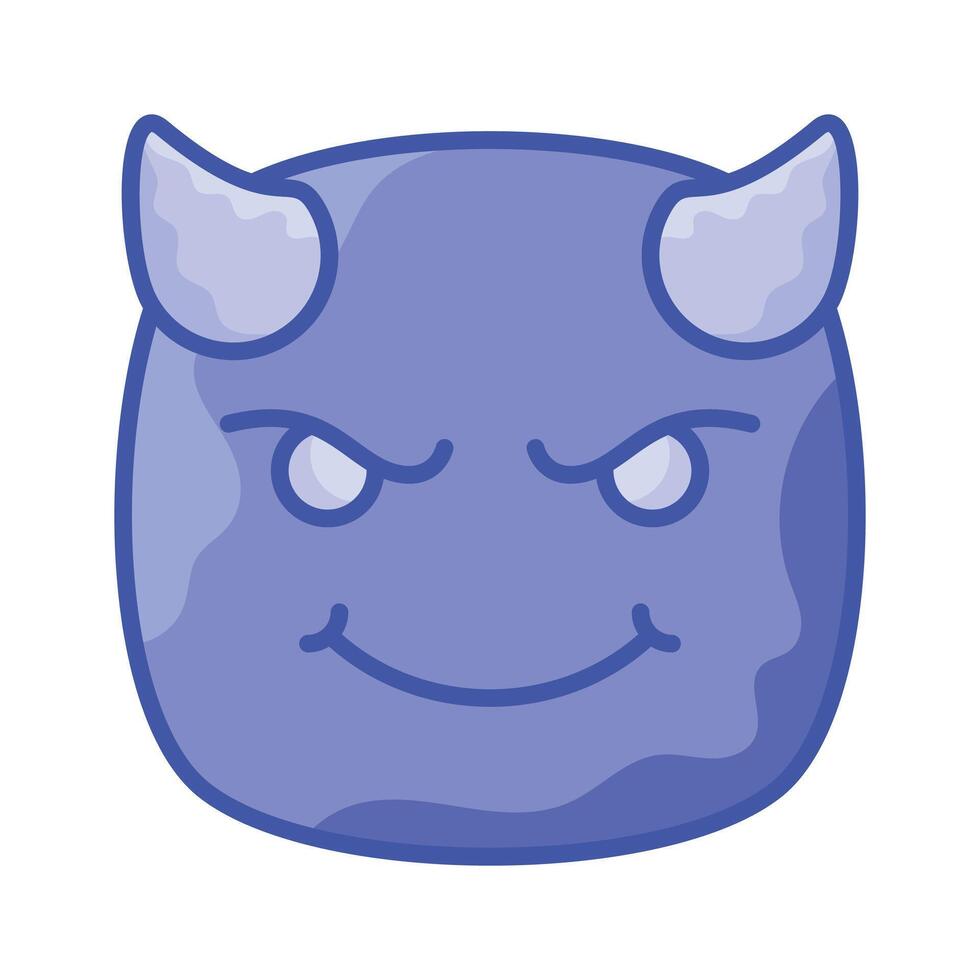 skrämmande jäkel med horn, anpassningsbar emoji ikon i trendig stil vektor