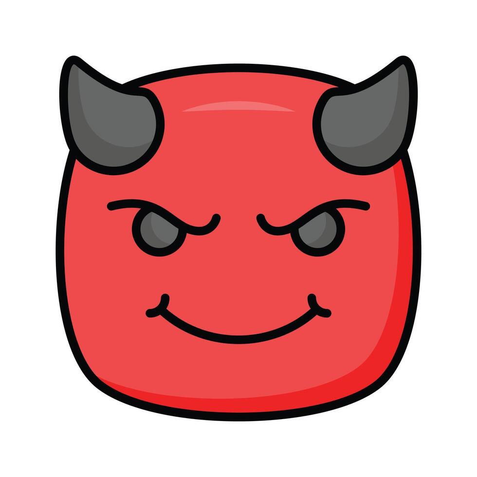 unheimlich Teufel mit Hörner, anpassbar Emoji Symbol im modisch Stil vektor