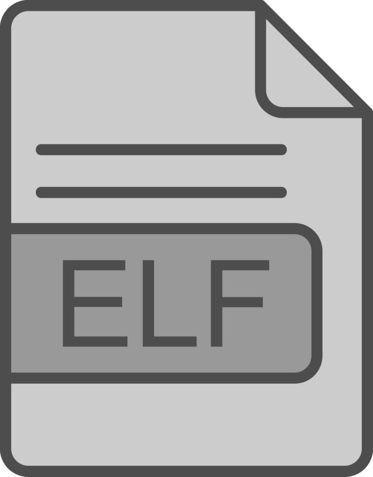 Elf Datei Format Linie gefüllt Graustufen Symbol Design vektor