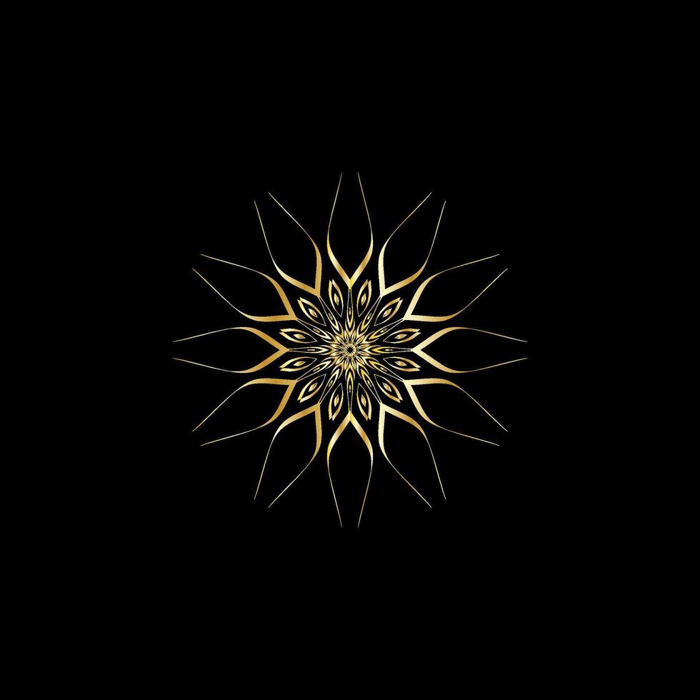 Mandala. Gold dekorativ Element. Bild zum Färbung. abstrakt kreisförmig Ornament mit stilisiert Blätter vektor