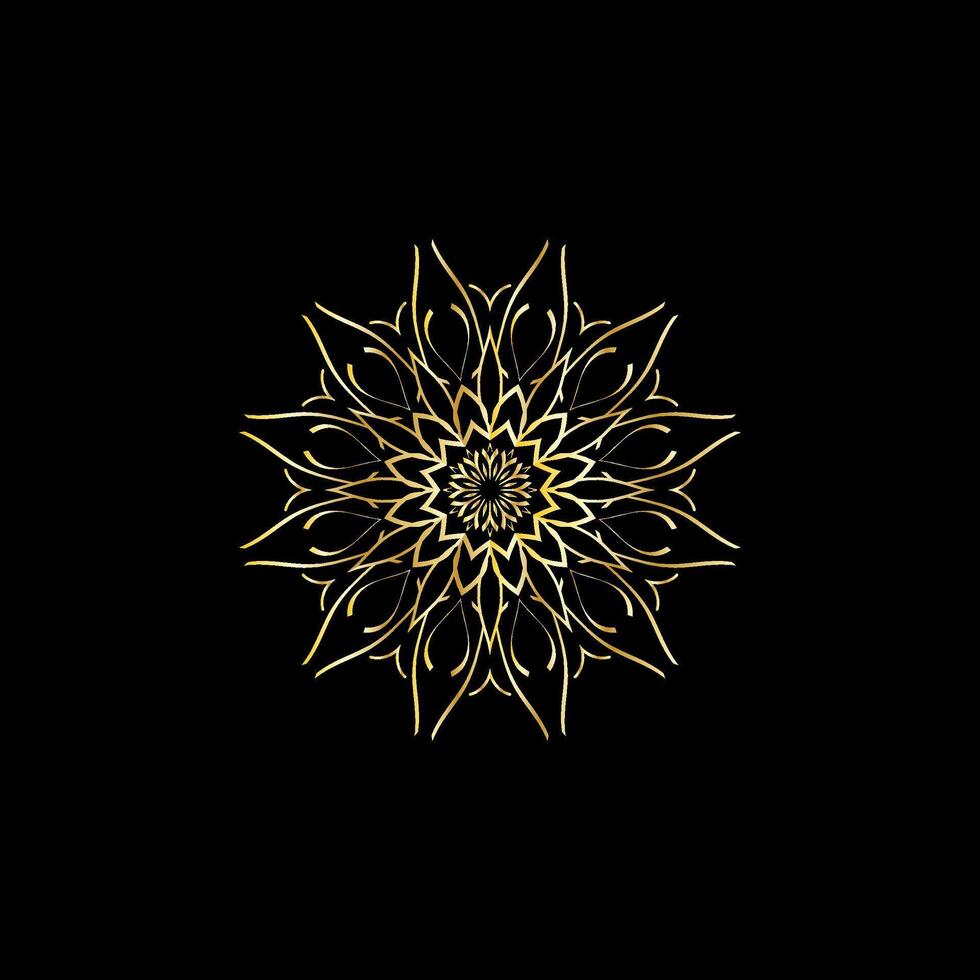 Mandala. Gold dekorativ Element. Bild zum Färbung. abstrakt kreisförmig Ornament mit stilisiert Blätter vektor