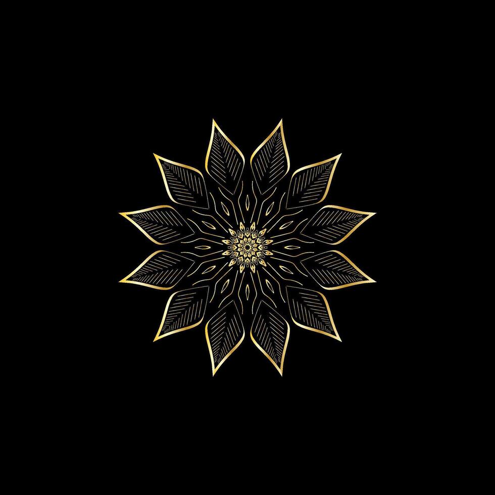 Mandala. Gold dekorativ Element. Bild zum Färbung. abstrakt kreisförmig Ornament mit stilisiert Blätter vektor