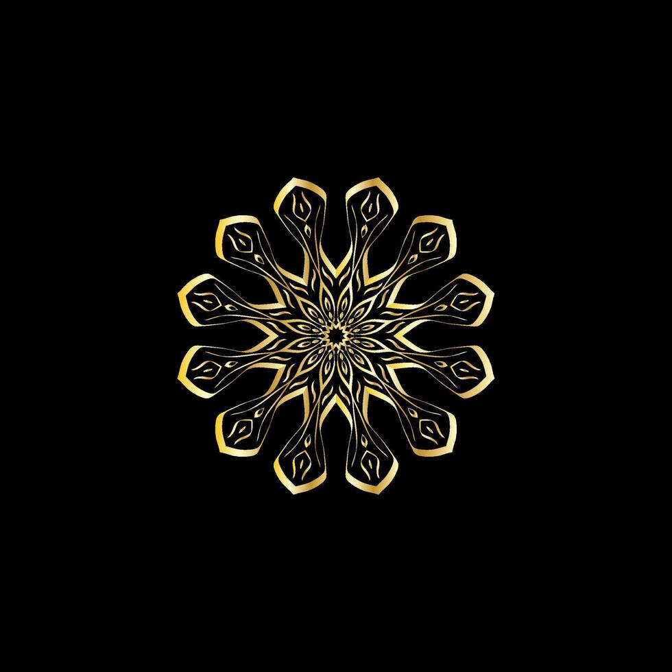 Mandala. Gold dekorativ Element. Bild zum Färbung. abstrakt kreisförmig Ornament mit stilisiert Blätter vektor