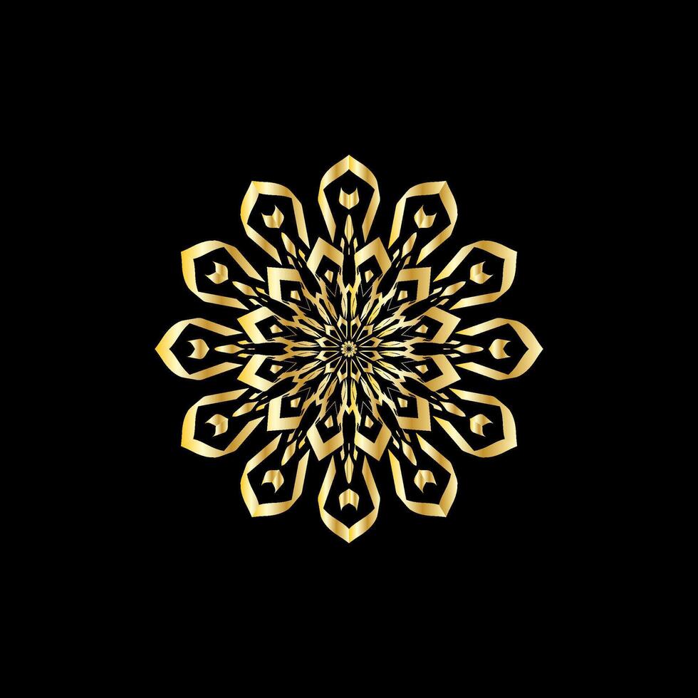 Mandala. Gold dekorativ Element. Bild zum Färbung. abstrakt kreisförmig Ornament mit stilisiert Blätter vektor