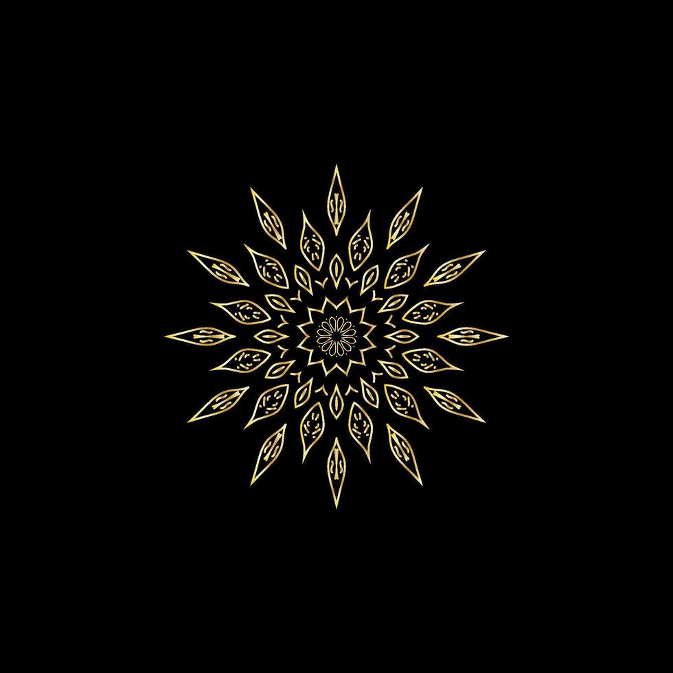 Mandala. Gold dekorativ Element. Bild zum Färbung. abstrakt kreisförmig Ornament mit stilisiert Blätter vektor