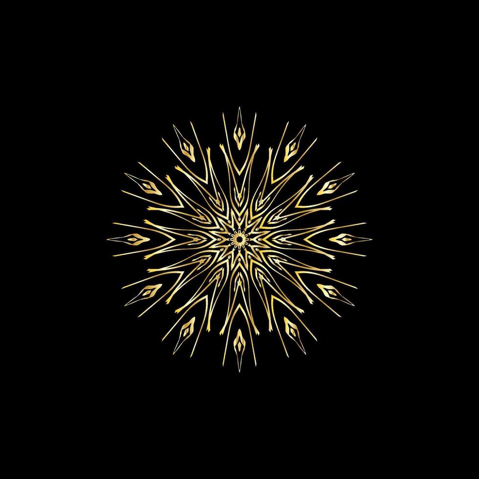 Mandala. Gold dekorativ Element. Bild zum Färbung. abstrakt kreisförmig Ornament mit stilisiert Blätter vektor