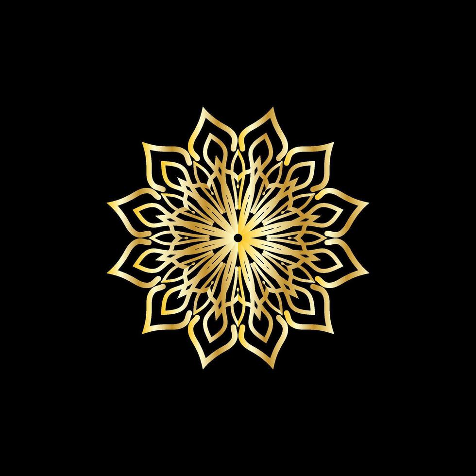 Mandala. Gold dekorativ Element. Bild zum Färbung. abstrakt kreisförmig Ornament mit stilisiert Blätter vektor