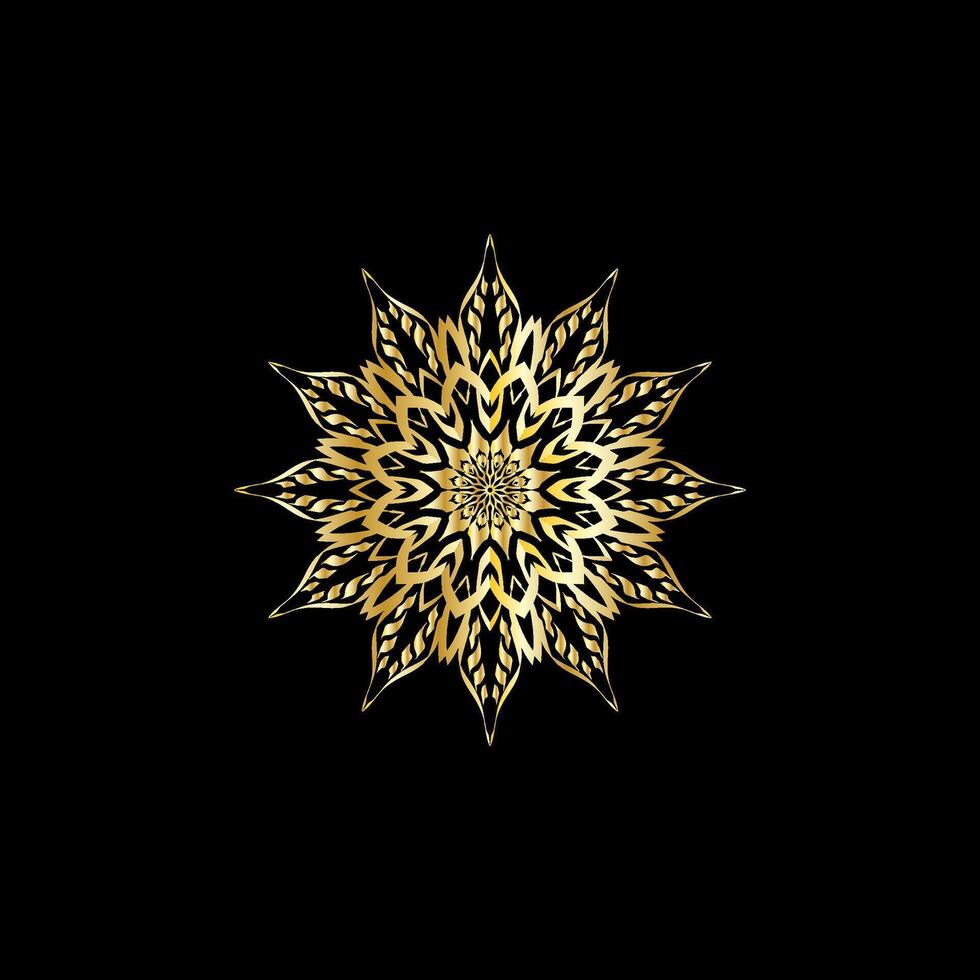 Mandala. Gold dekorativ Element. Bild zum Färbung. abstrakt kreisförmig Ornament mit stilisiert Blätter vektor