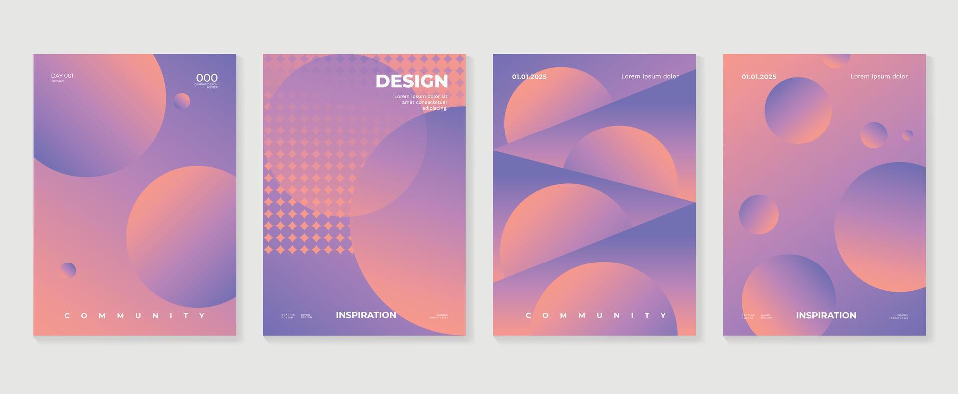 abstrakt Gradient Hintergrund Satz. minimalistisch Stil Startseite Vorlage mit beschwingt Perspektive 3d geometrisch Prisma Formen Sammlung. Ideal Design zum Sozial Medien, Poster, Abdeckung, Banner, Flyer. vektor