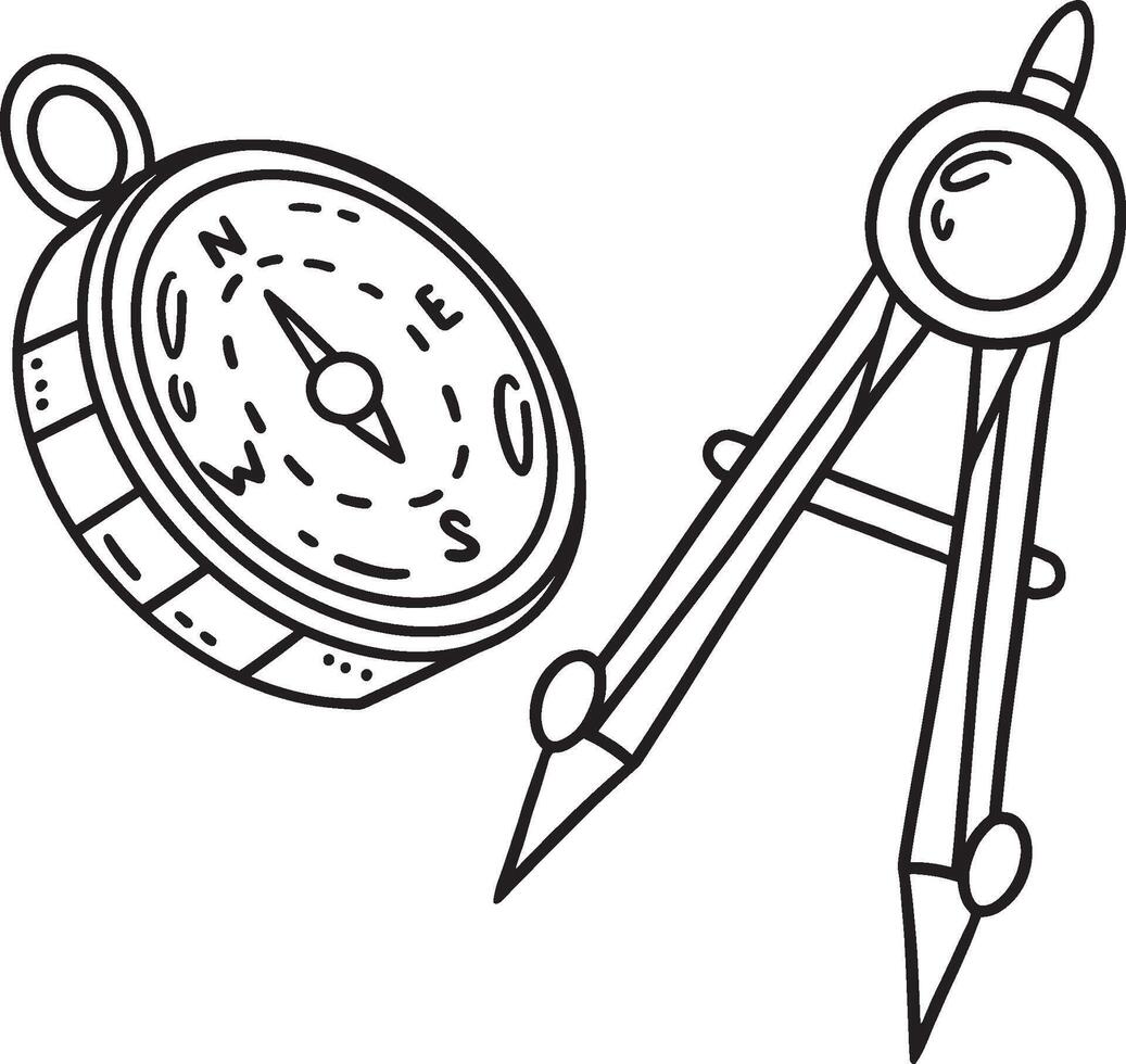 kompass isolerat färg sida för barn vektor