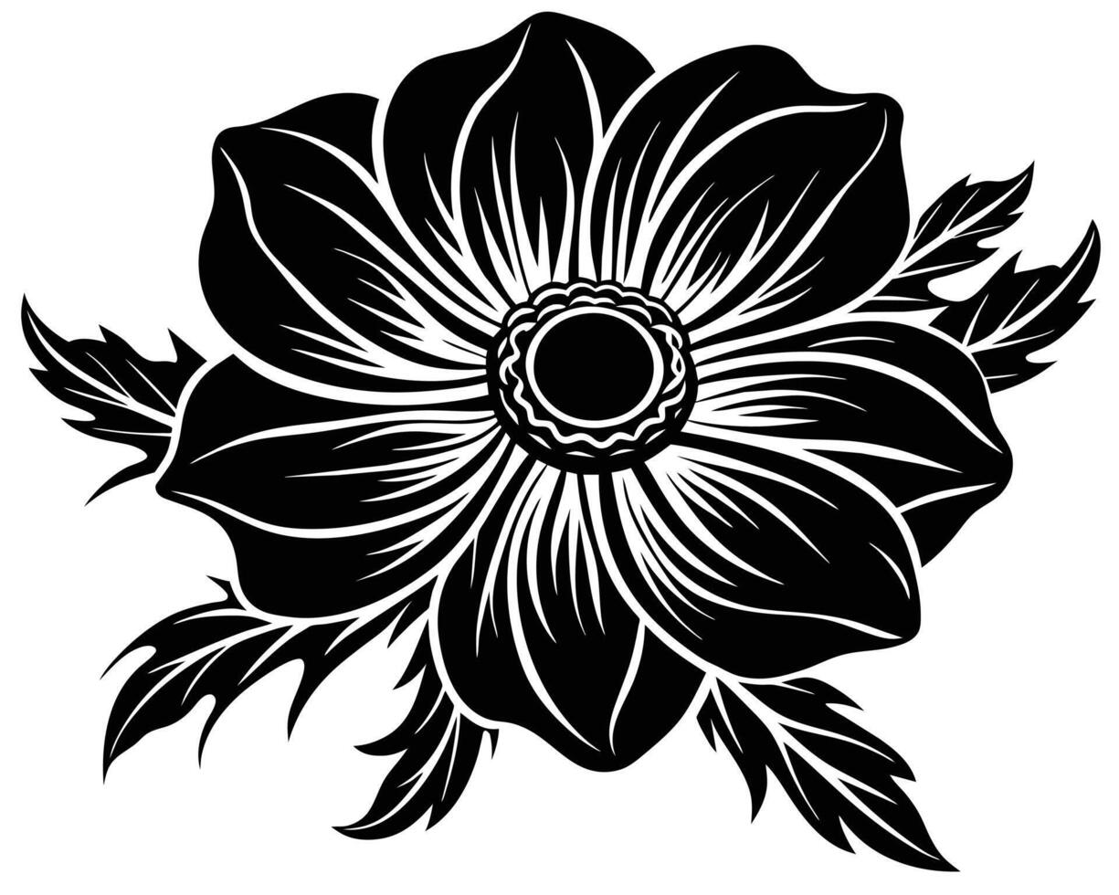 schwarze und weiße Blume vektor