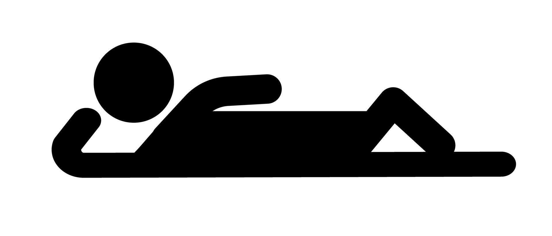 silhuett ikon av en person liggande ner. vektor