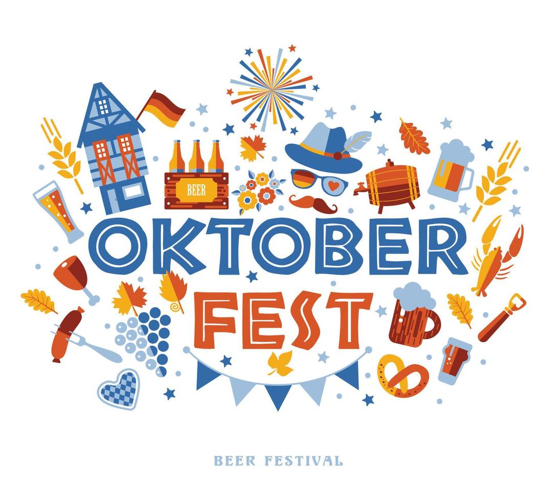 oktoberfest flygblad, banderoll. öl festival logotyp, konceptdesign på vit bakgrund. vektor