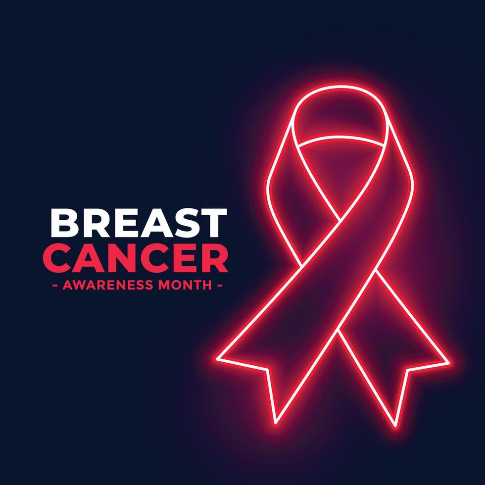 neon stil bröst cancer medvetenhet månad affisch design vektor