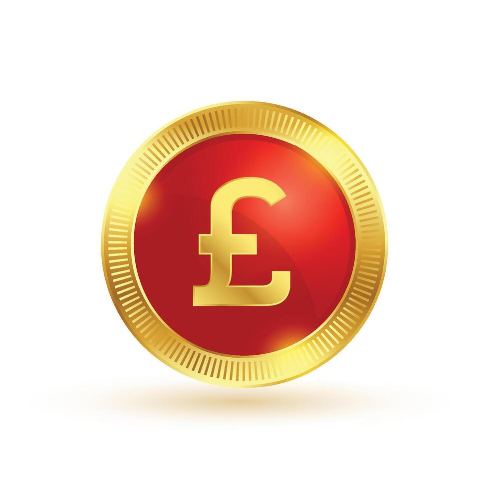 isoliert Vereinigtes Königreich Währung Pfund Gold Münze im 3d Stil vektor