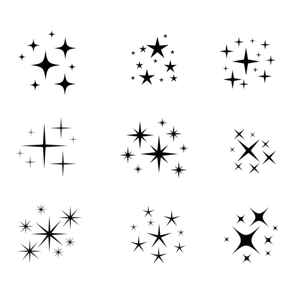 uppsättning av gnistrande stjärna ikon element design vektor