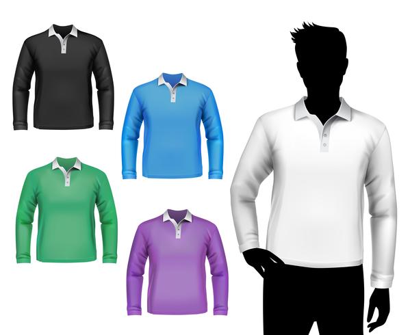 T-Shirts Herren Polo Langarm Set vektor