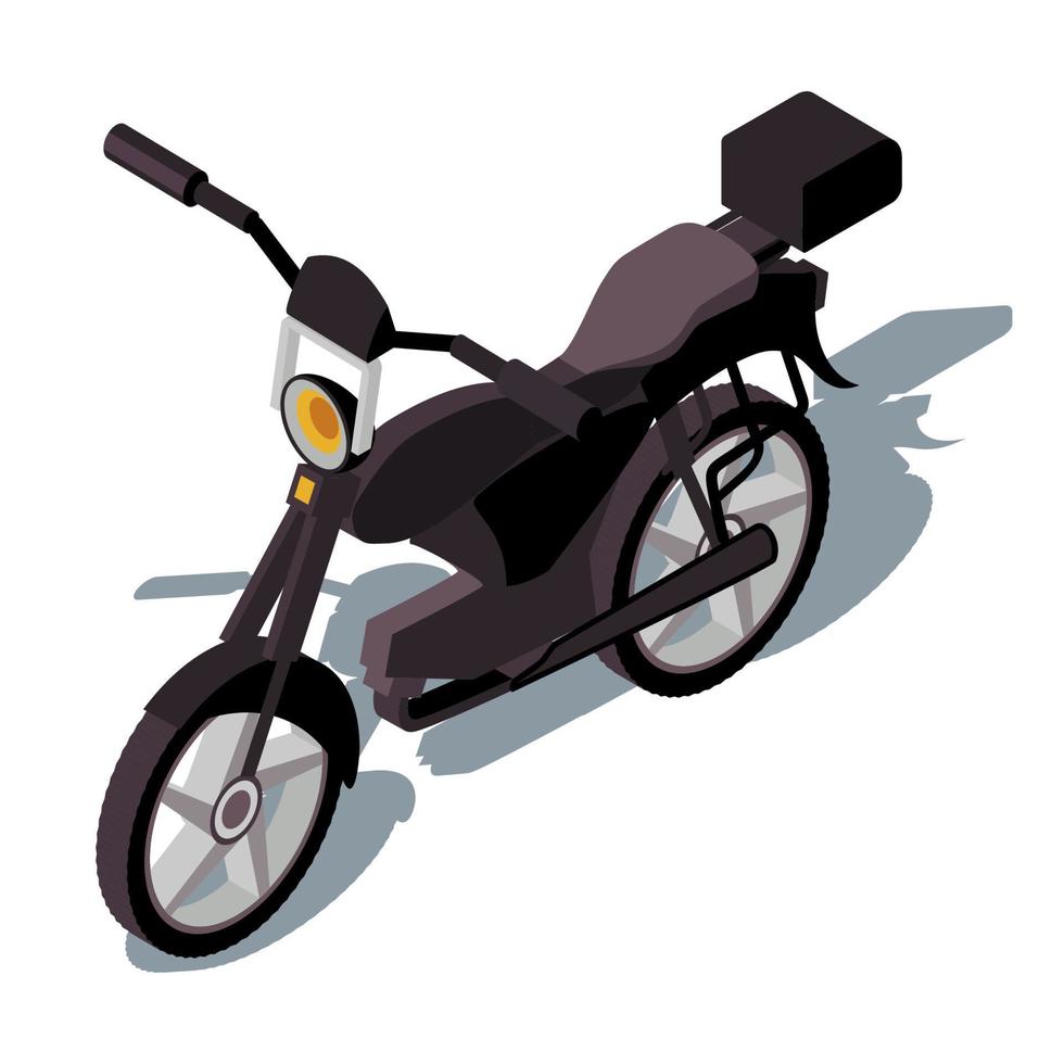 motorcykel isometrisk färg vektorillustration. infografik för stadstrafik. svart gatucykel. tvåhjuliga fordon. chopper. stadstransporter. motorcykel 3d koncept isolerad på vit bakgrund vektor