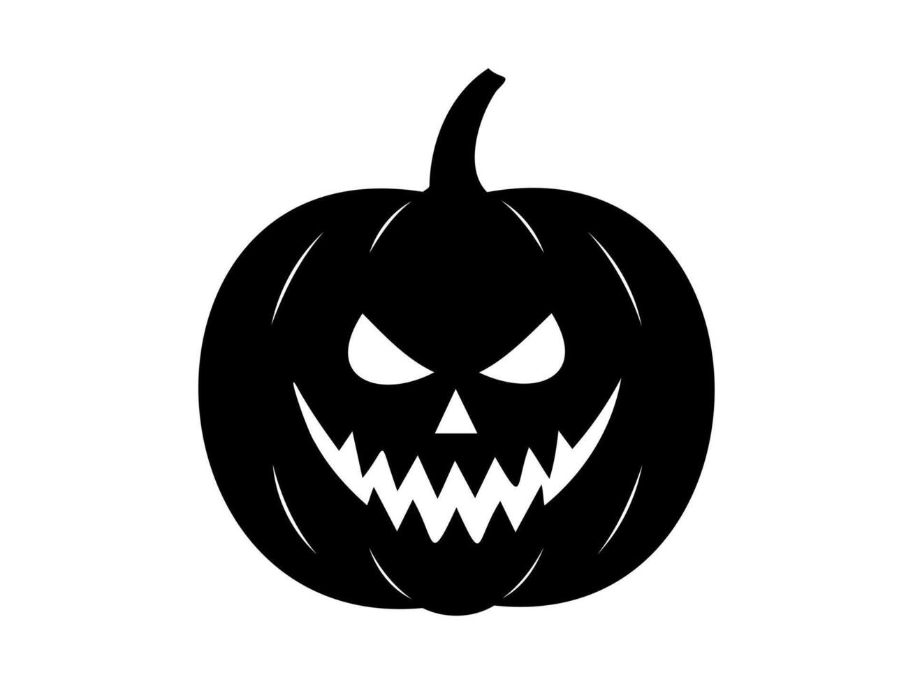 svart silhuett av halloween pumpa. illustration. Pumpalykta med en hotfull flin. isolerat på vit bakgrund. begrepp av halloween, festlig dekor, höst firande, läskigt symbol. ikon. vektor