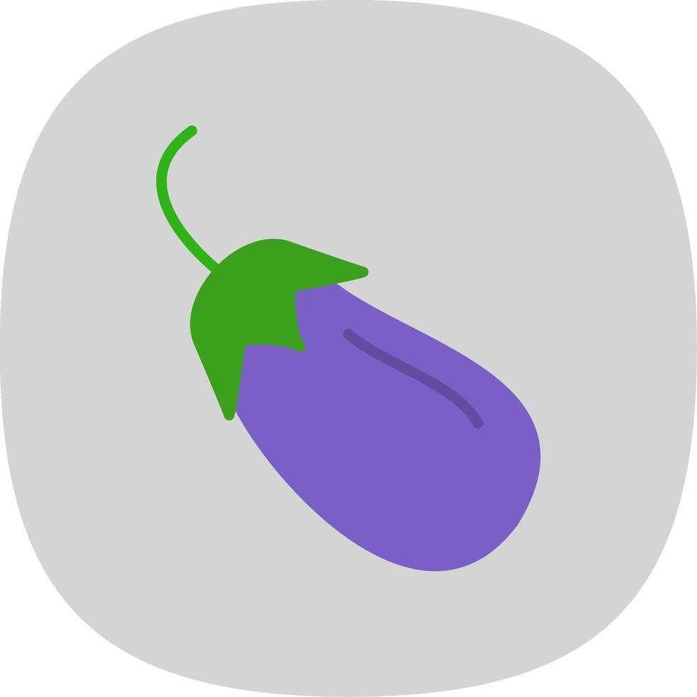 brinjal platt kurva ikon design vektor