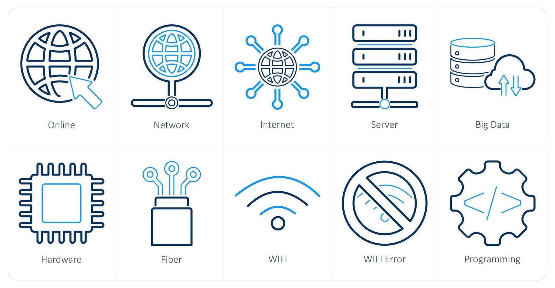 ein einstellen von 10 Internet Computer Symbole wie online, Netzwerk, Internet vektor