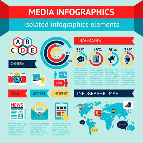 Medieninfografiken eingestellt vektor