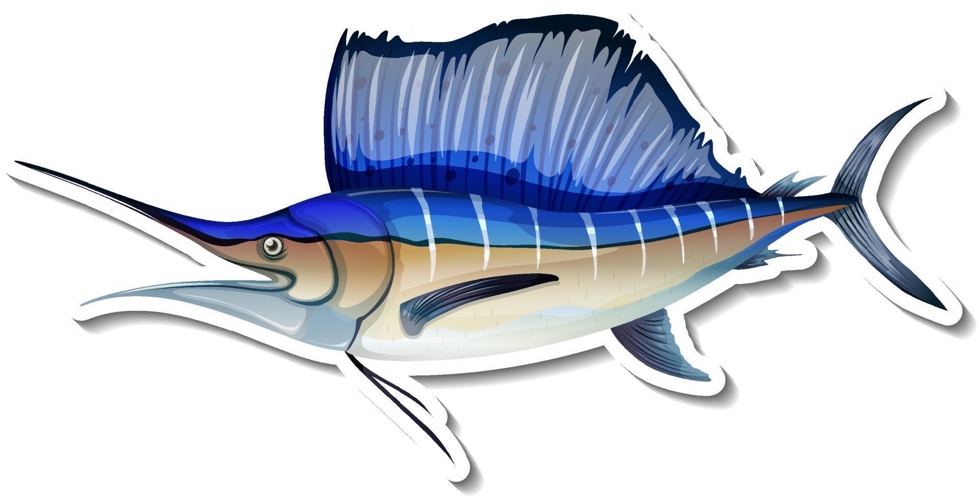 Marlin Fisch Tier Cartoon Aufkleber vektor