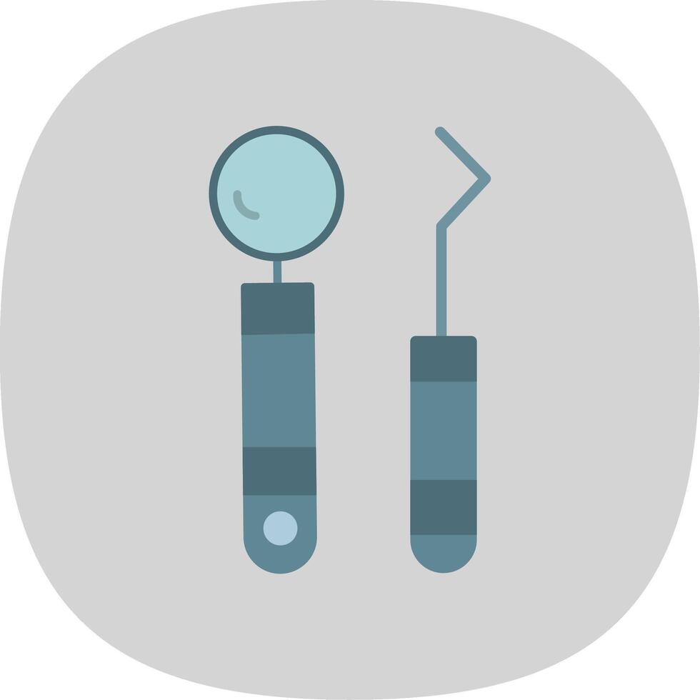 tandläkare verktyg platt kurva ikon design vektor