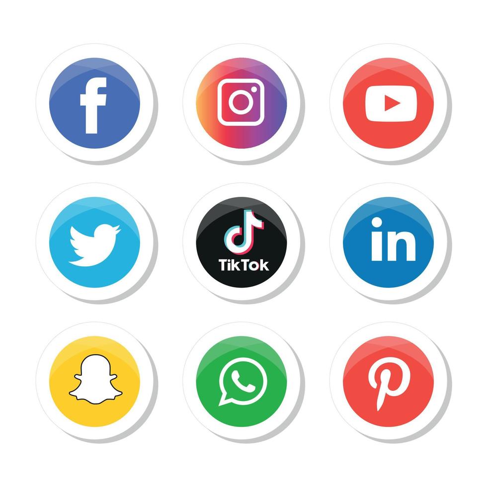 Social Media flache Icons Technologie, Netzwerk. Hintergrund-Gruppe Smiley-Gesicht-Verkauf. teilen, mögen, vektorillustration twitter, youtube, whatsapp, snapchat, facebook, instagram, tick tack, tok vektor