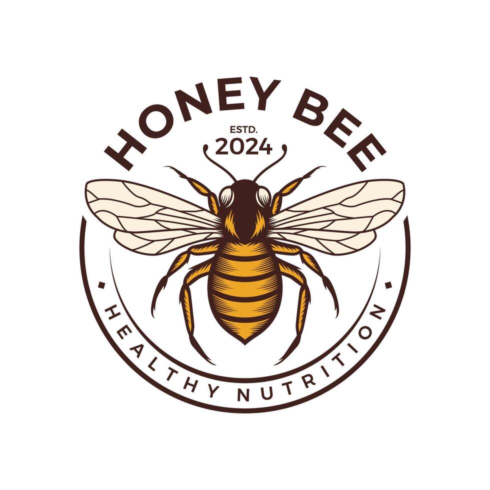 Honig Biene Hand Zeichnung Logo Design Illustration vektor