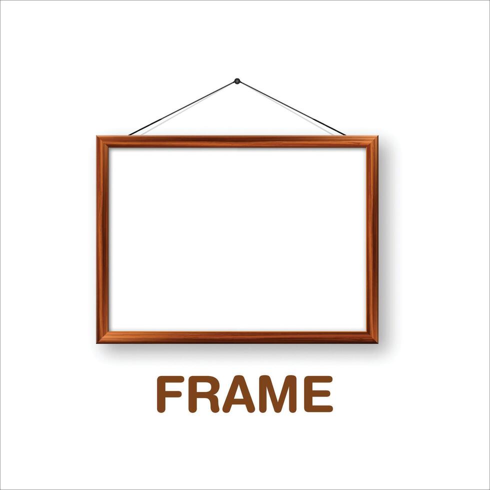 ein Bild Rahmen hängend auf ein Mauer mit das Wort Rahmen . vektor