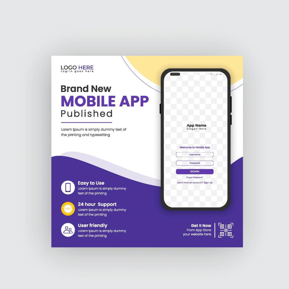 mobilapp marknadsföring sociala medier banner och webb banner mall pro nedladdning vektor