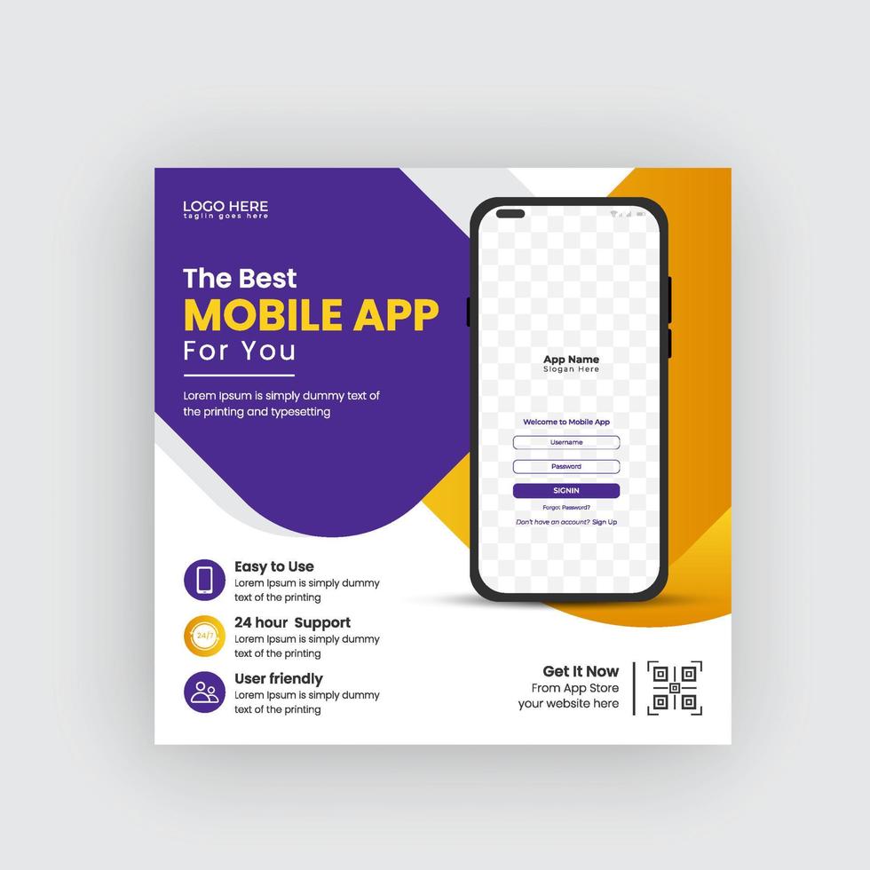 Mobile App-Werbung Social-Media-Banner und Web-Banner-Vorlage pro Download vektor