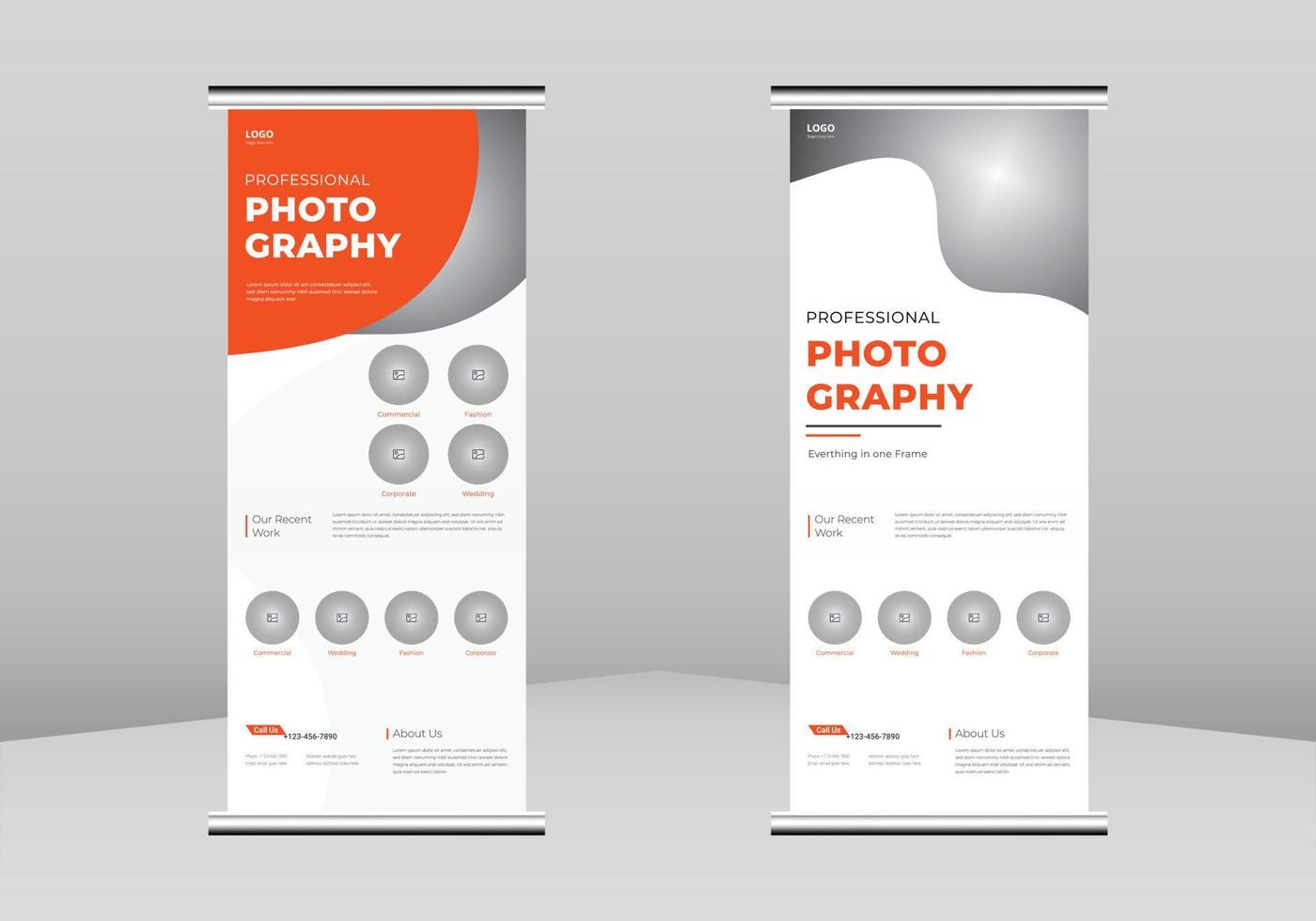 Roll-Up-Banner-Design für Fotografie, Roll-Up-Banner für Fotodienste, Banner-Design für digitale Fotografie, professioneller Fotografenservice dl-Flyer, Trendgeschäft Roll-Up-Banner-Design vektor